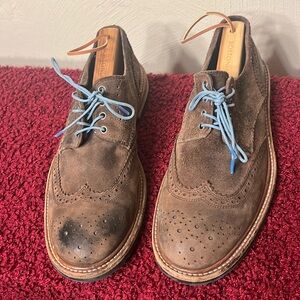 All Saints Spitalfields Brown Burnished Nubuck Leather Oxford Shoes 42/US 9.5